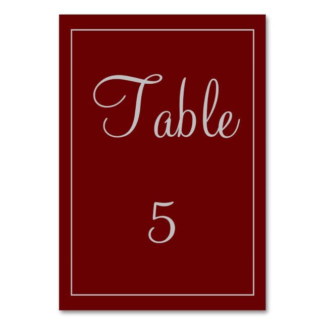 Beautiful Red and Grey Table Number (Front)