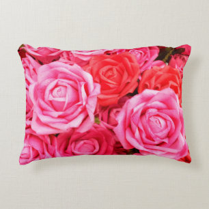 Beautiful red and pink roses decorative cushion