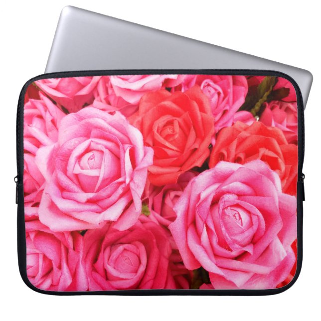 Beautiful red and pink roses laptop sleeve (Front)
