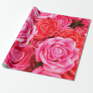 Beautiful red and pink roses wrapping paper