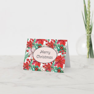Beautiful red and white Christmas poinsettia Card