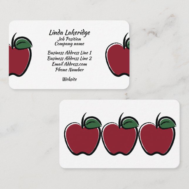 Beautiful Red Apple Business Card (Front/Back)