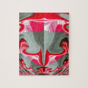 beautiful Red ash gray geometric motif ART design Jigsaw Puzzle