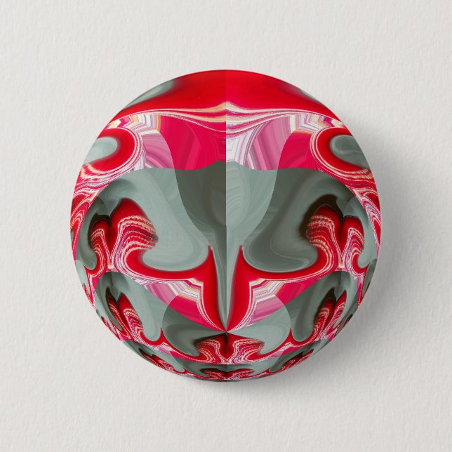 beautiful Red ash grey geometric motif ART design 6 Cm Round Badge (Front)