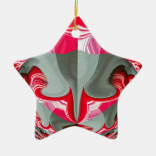 Beautiful Red ash grey geometric motif ART design Ceramic Tree Decoration