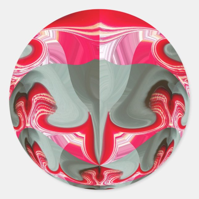 beautiful Red ash grey geometric motif ART design Classic Round Sticker (Front)