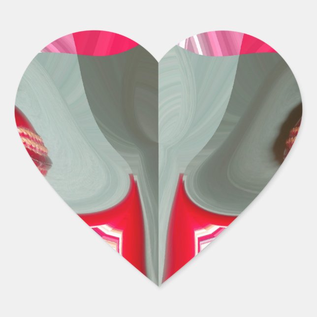 beautiful Red ash grey geometric motif ART design Heart Sticker (Front)