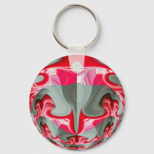 beautiful Red ash grey geometric motif ART design Key Ring