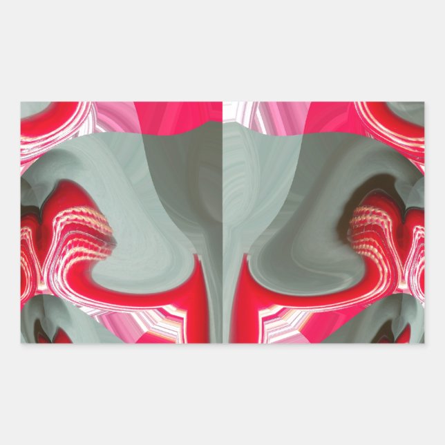 beautiful Red ash grey geometric motif ART design Rectangular Sticker (Front)