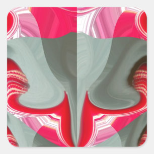 beautiful Red ash grey geometric motif ART design Square Sticker
