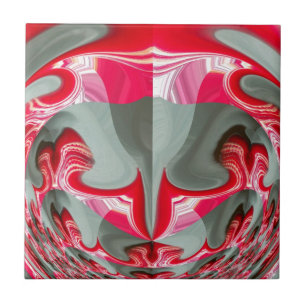 Beautiful Red ash grey geometric motif ART design Tile