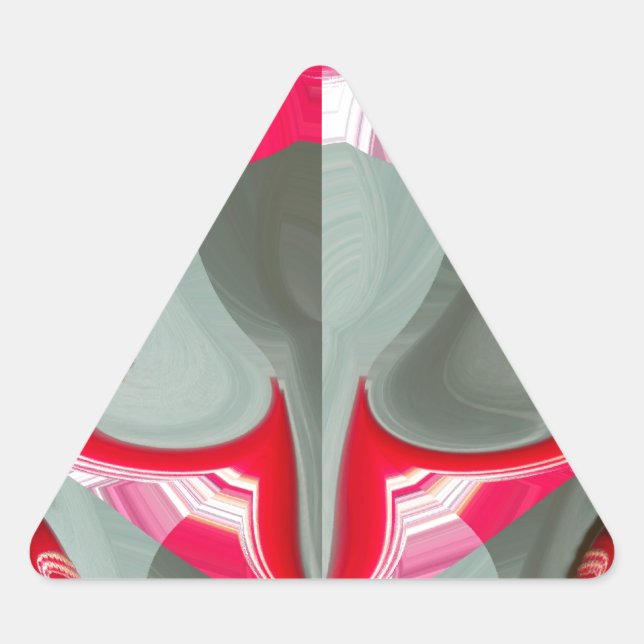 beautiful Red ash grey geometric motif ART design Triangle Sticker (Front)