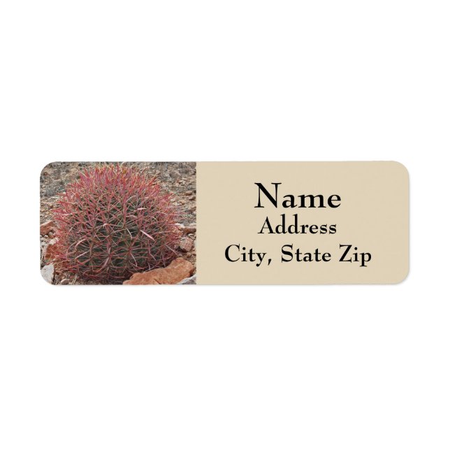 Beautiful Red Barrel Cactus Desert Plant Address (Front)