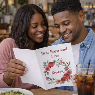 Beautiful Red Best Boyfriend Ever Valentine Holiday Card
