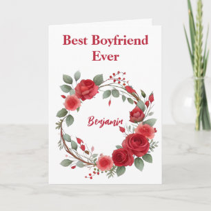 Beautiful Red Best Boyfriend Ever Valentine Holiday Card