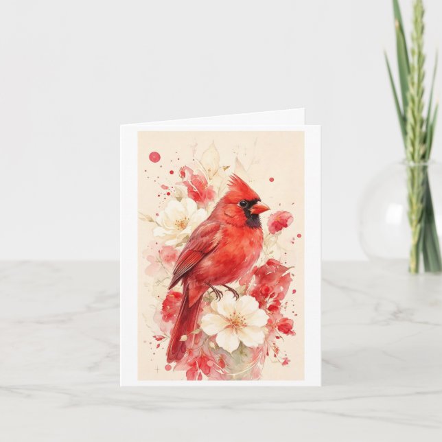 beautiful red bird on a card (Front)