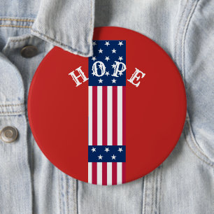 Beautiful Red Blue White Star Hope USA Cake Sta 6 Cm Round Badge