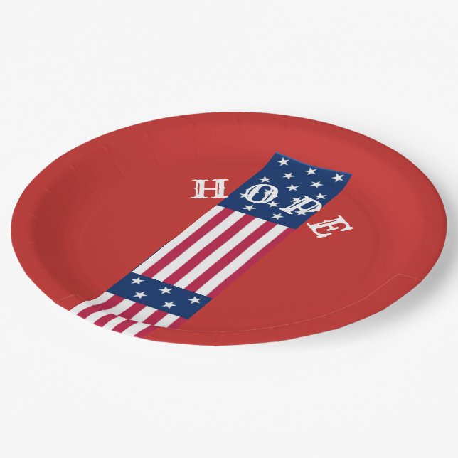 Beautiful Red Blue White Star Hope USA  Paper Plate (Angled)