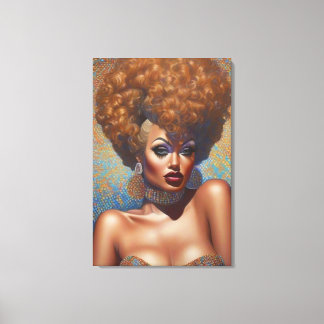 Beautiful Red Bombshell Drag Queen Portrait Canvas Print
