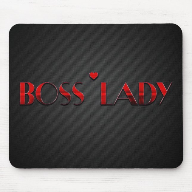 Beautiful Red Boss Lady Text with Carbon Mouse Mat (Front)