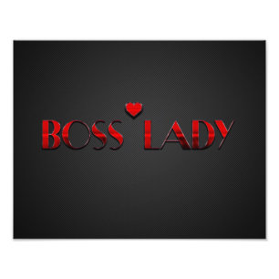 Beautiful Red Boss Lady Text with Carbon Photo Print