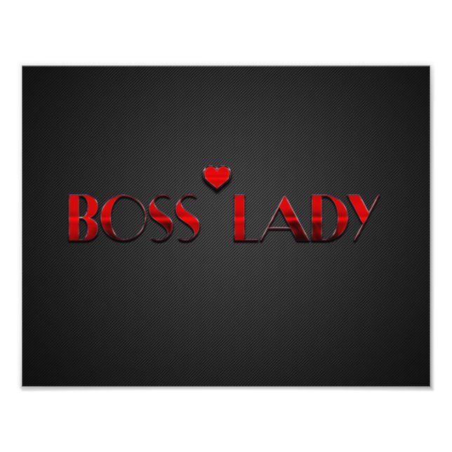Beautiful Red Boss Lady Text with Carbon Photo Print (Front)