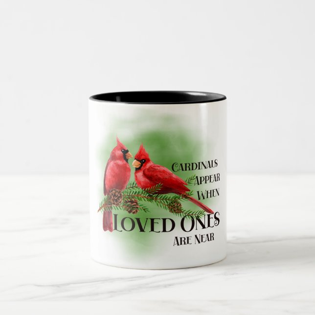 Beautiful Red Cardinal/Bereavement Two-Tone Coffee Mug (Center)