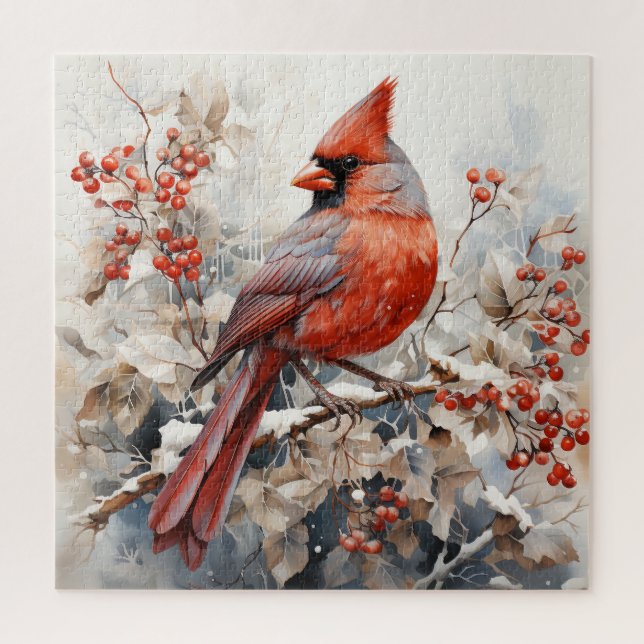 Beautiful Red Cardinal Bird Jigsaw Puzzle (Vertical)