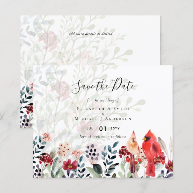 Beautiful RED CARDINAL Birds Wedding (Front/Back)