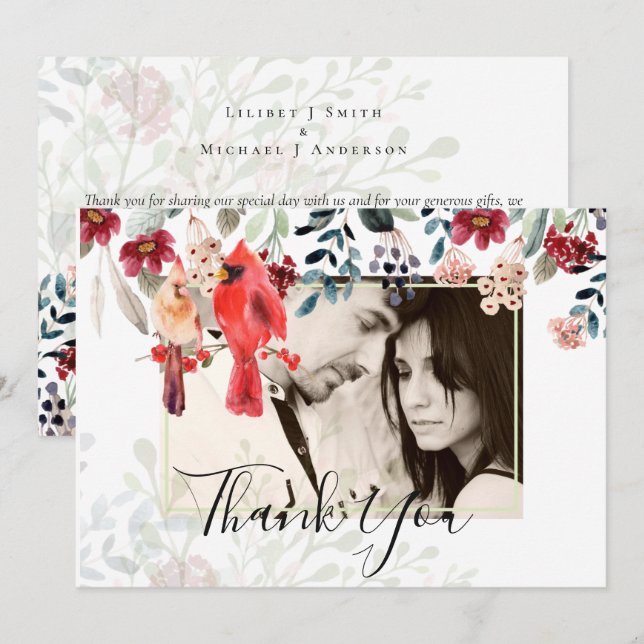 Beautiful RED CARDINAL Birds Wedding (Front/Back)