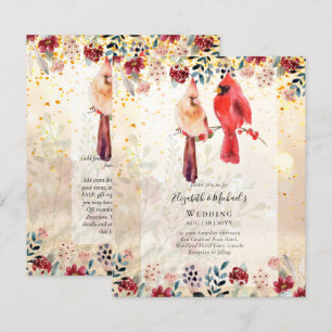 Beautiful RED CARDINAL Birds Wedding Invitation