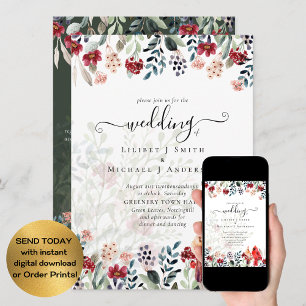 Beautiful RED CARDINAL Birds Wedding Invitation