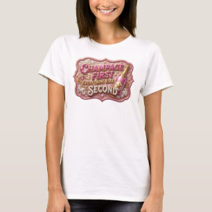 Beautiful Red CHAMPAGNE FIRST Print T-Shirt