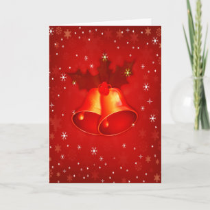 Beautiful Red Christmas Bells Elegant Christmas Holiday Card