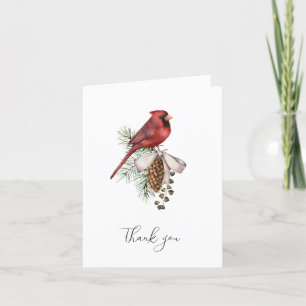 Beautiful Red Christmas Cardinal  Thank You Card