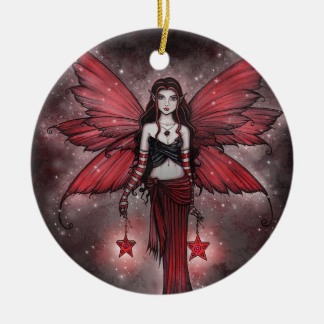 Beautiful Red Christmas Fairy Ornament (Front)