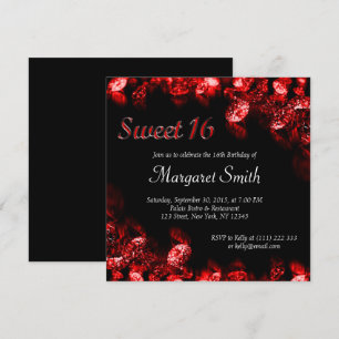Beautiful Red Diamond Sweet 16 Invite
