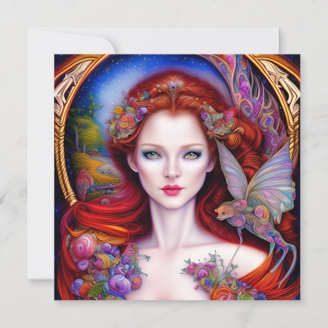 Beautiful Red Fairy Tale Card (Front)