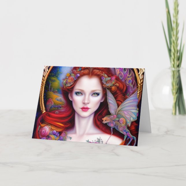 Beautiful Red Fairy Tale Thank You Card (Front)