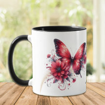 Beautiful Red Fantasy Floral Butterfly