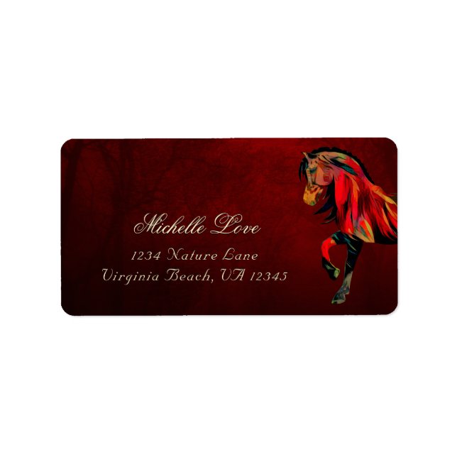 Beautiful Red Fire Horse Address Label (Front)