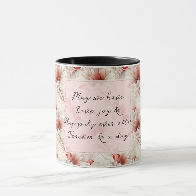 Beautiful Red Floral Romantic Wedding Mug (Center)