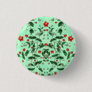 Beautiful Red Floral, Scarlet pimpernel 3 Cm Round Badge