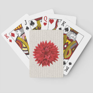Beautiful Red Flower Over Beige Background Playing Cards