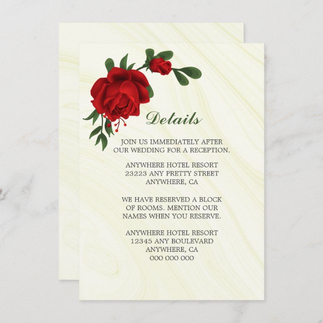 beautiful red flowers greenery details  enclosure  (Front/Back)