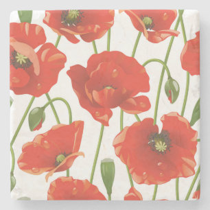 Beautiful Red Flowers Stone Coaster