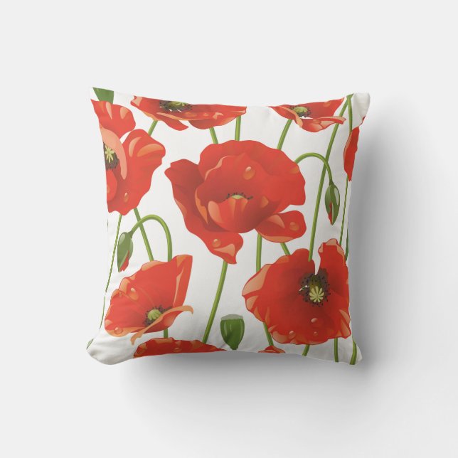 Beautiful Red Flowers Throw Pillow (Front)