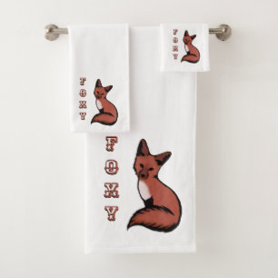 Beautiful Red Foxy Fox Bath Towel Set