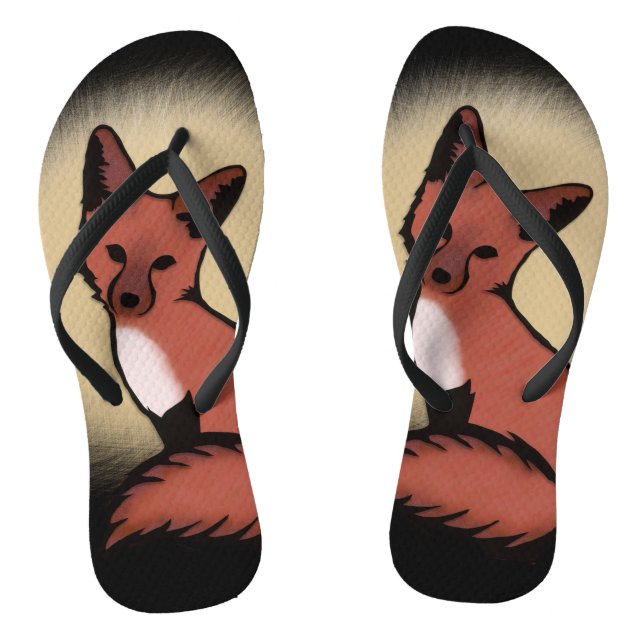 Beautiful Red Foxy Fox Flip Flops (Footbed)