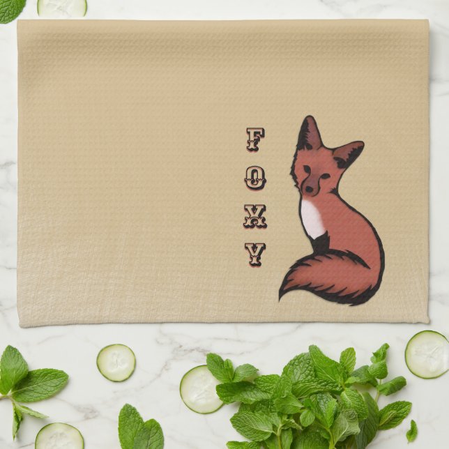 Beautiful Red Foxy Fox Tea Towel (Folded)
